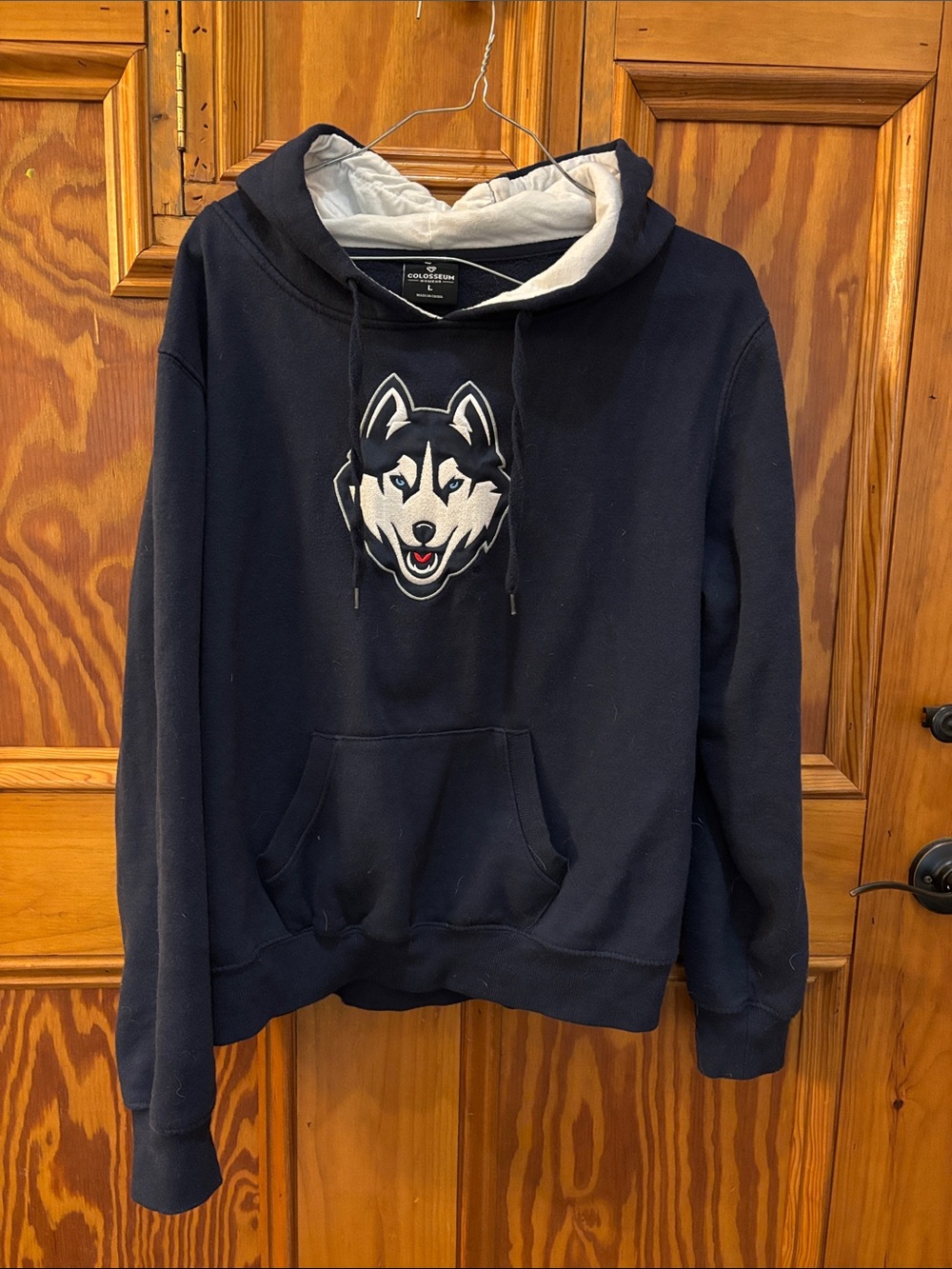Colosseum UCONN Navy Hooded Sweatshirt with Husky Patch